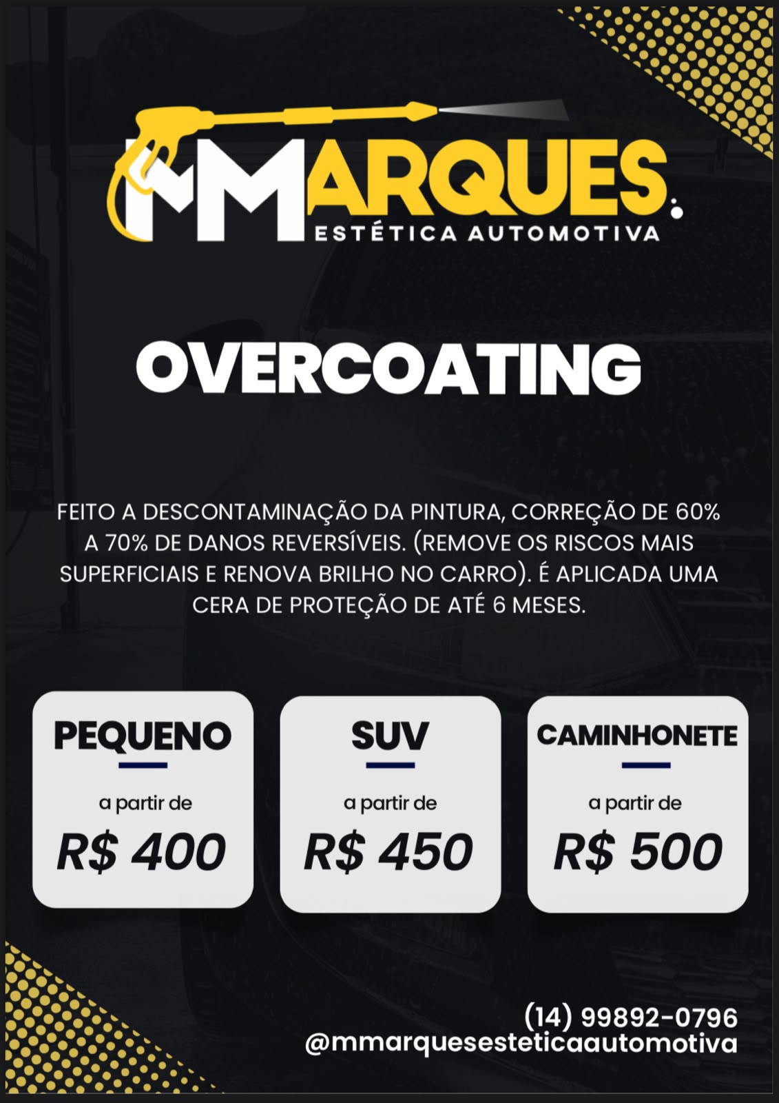 OVERCOATING A PARTIR DE R$ 400,00